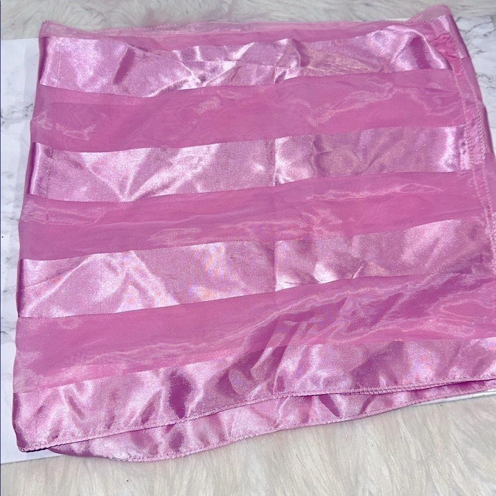 Pink Satin Striped Scarf